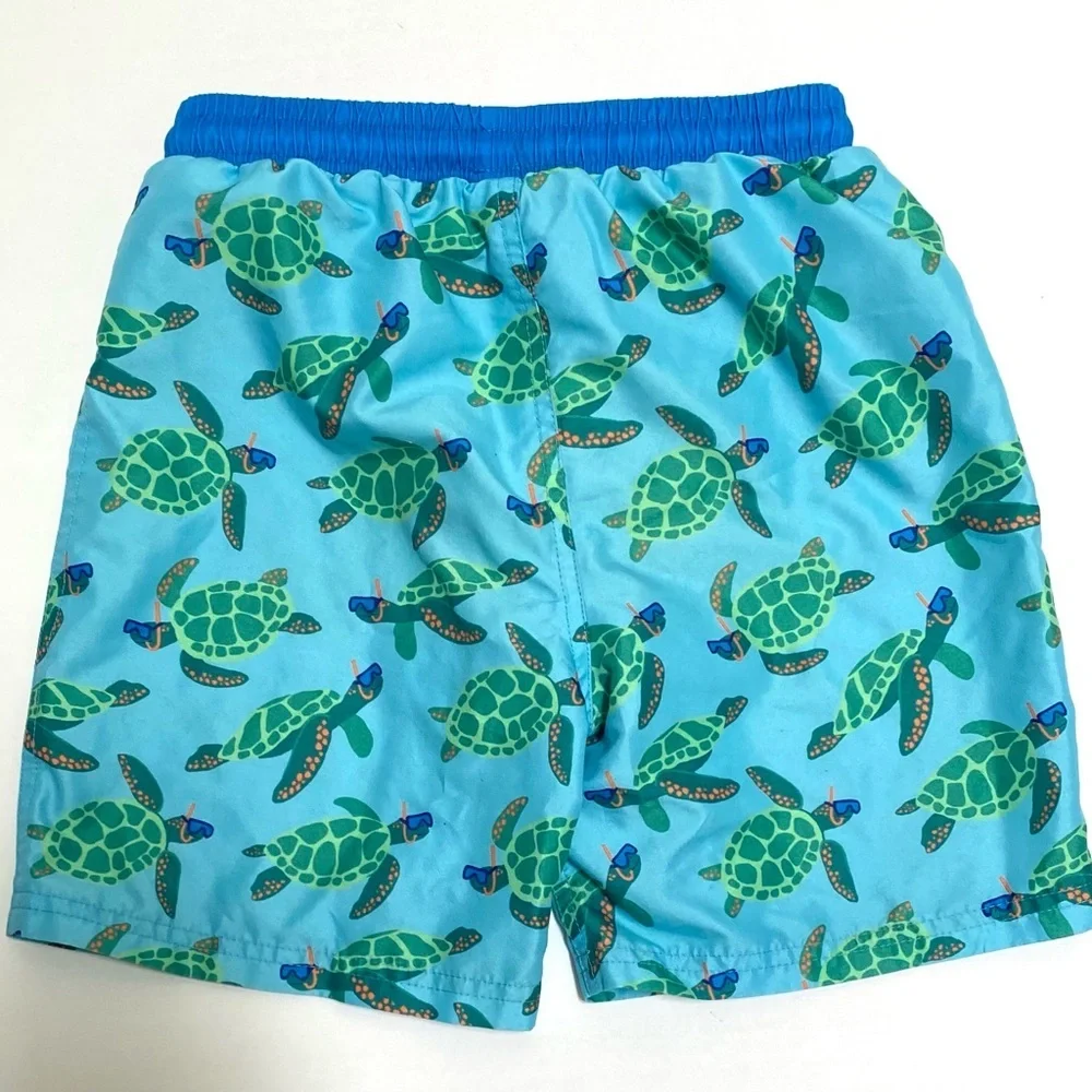 Mini Boden Sea Turtle Print Swim Shorts - Aqua and Green 8-9 years - Picture 2 of 3